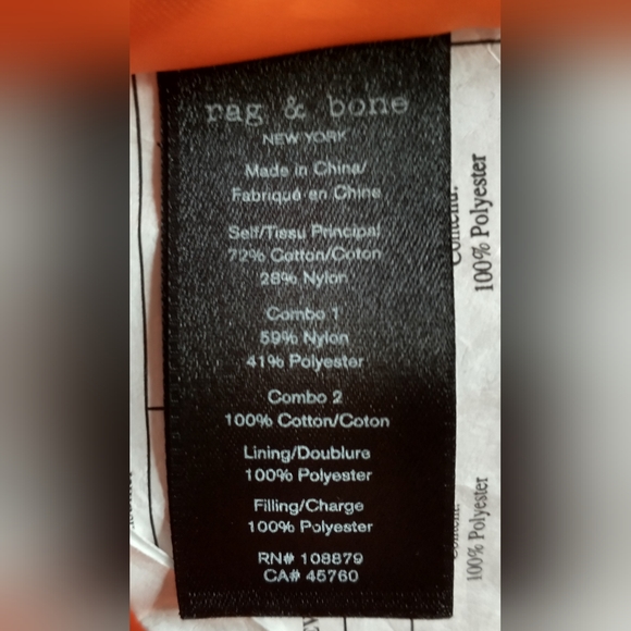 EUC rag & bone abstract camo cotton orange satin lined full zip front arm zip - Picture 16 of 16